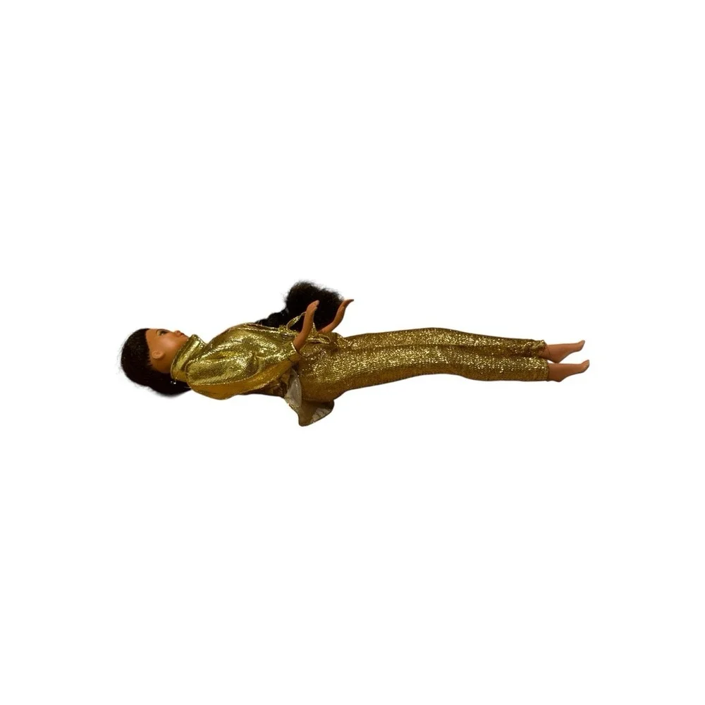 Vintage 1966 Mattel Doll Gold Metallic Jumpsuit Jacket Hong Kong Long Dark Hair
